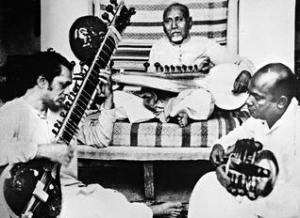 Ravi Shankar (left), Baba Allauddin Khan (centre) and Ali Akbar Khan.